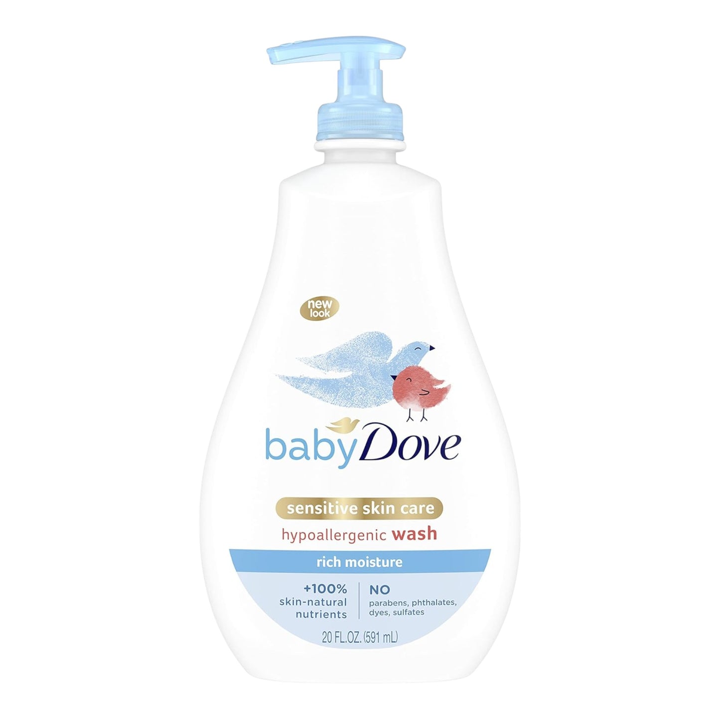 Baby Dove Cuidado de la piel sensible Baby Wash para el baño del bebé, rica humedad, sin desgarros e hipoalergénico