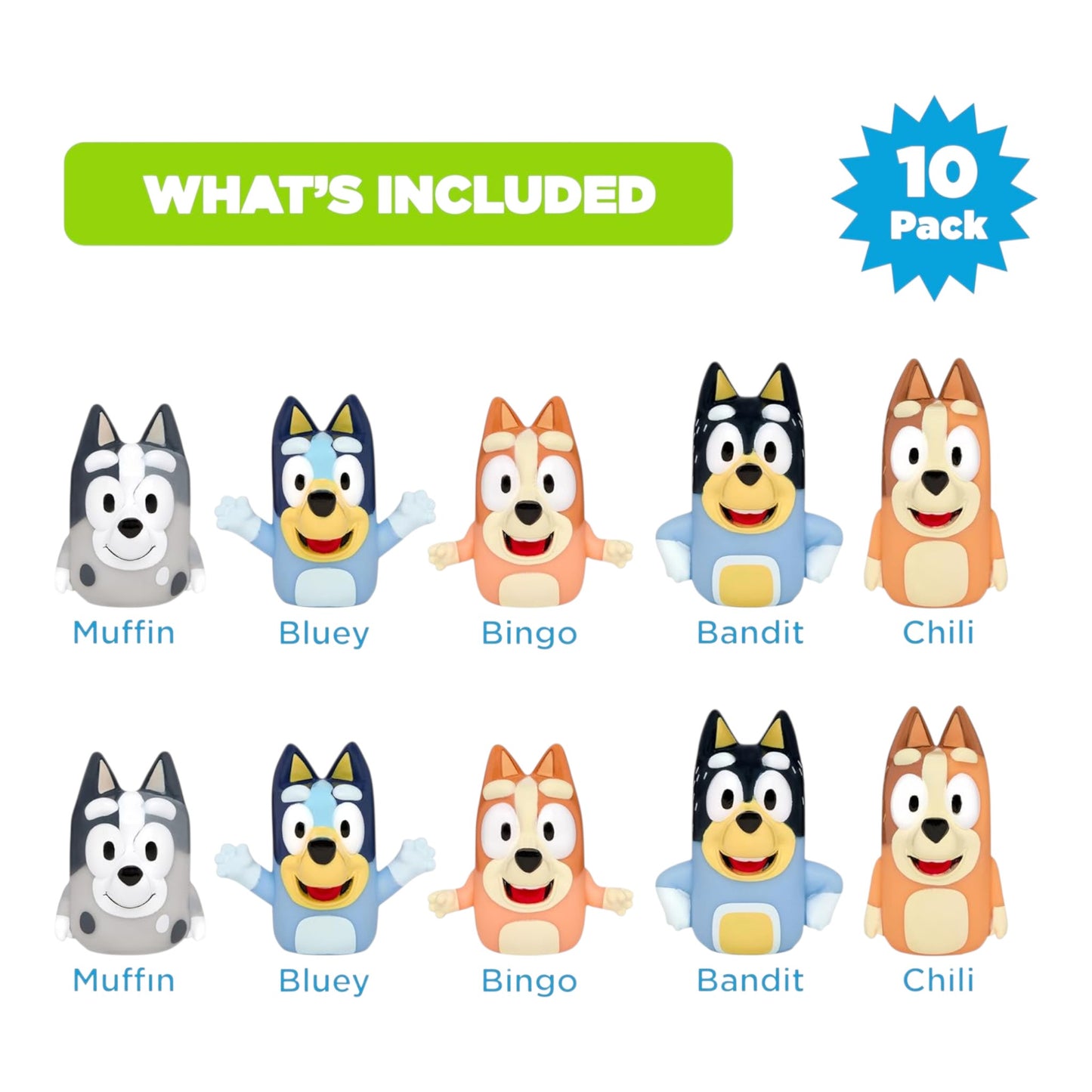 Bluey - Marionetas Titeres para dedos 10 unidades