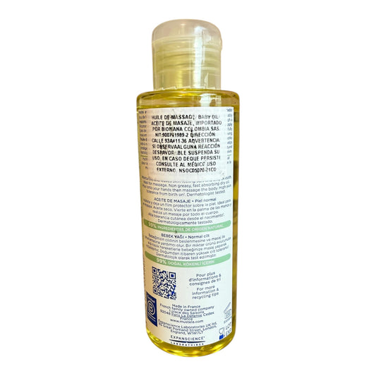 Mustela Aceite hidratante para masajes para bebés, con aceite natural de aguacate, granada y girasol,