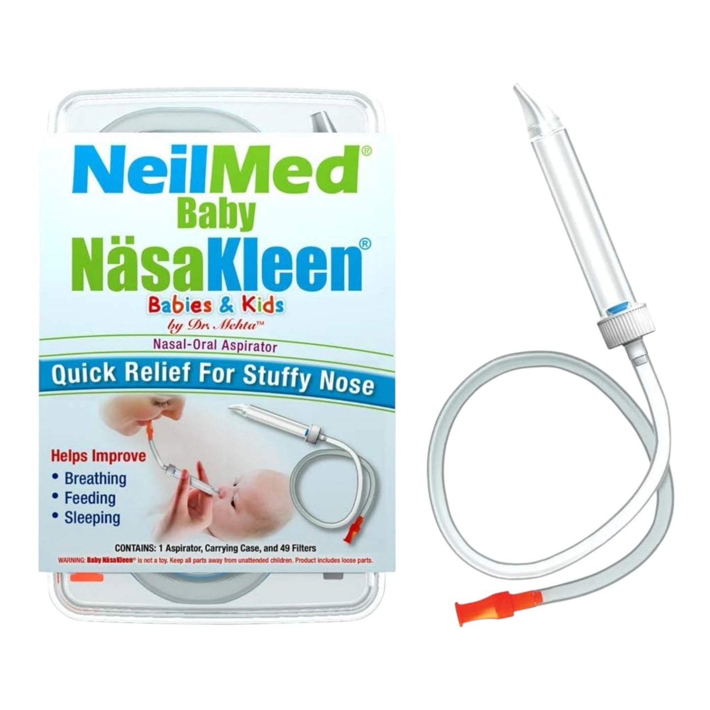 NeilMed Baby NasaKleen Aspirador nasal oral práctico estuche de viaje