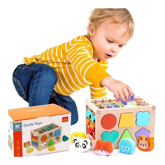 Cubo Clasificador de Formas Montessori – Juguete Educativo de Madera