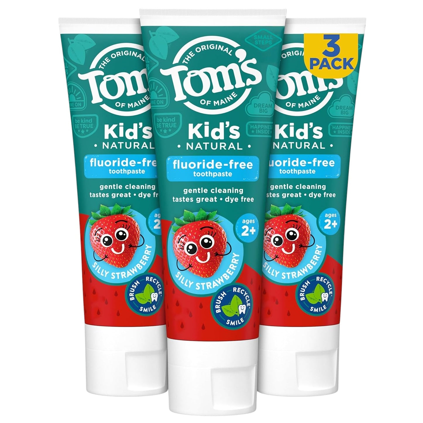 Tom's of Maine pasta de dientes para niños sin flúor, pasta de dientes natural