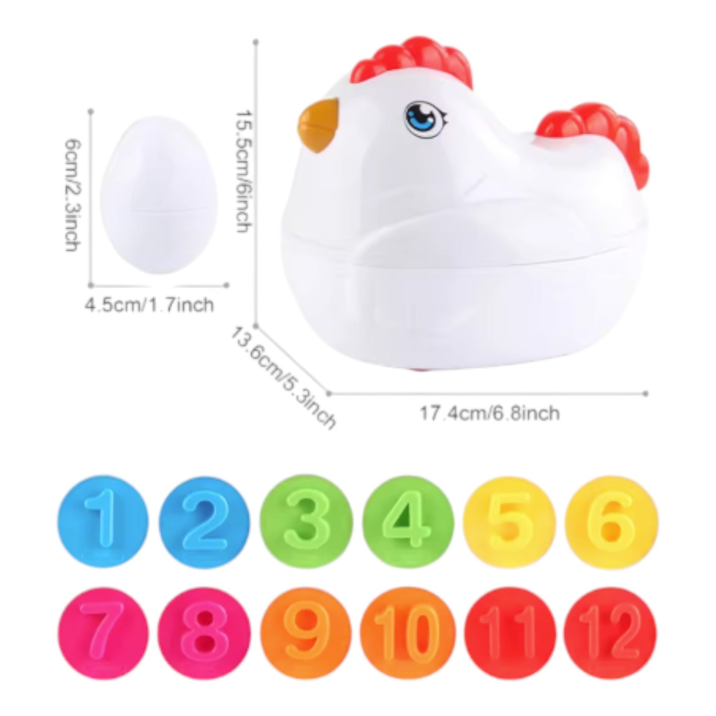 Juguete montessori gallinita con 12 huevos - juguete sensorial