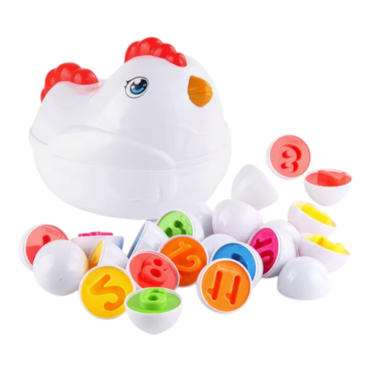 Juguete montessori gallinita con 12 huevos - juguete sensorial