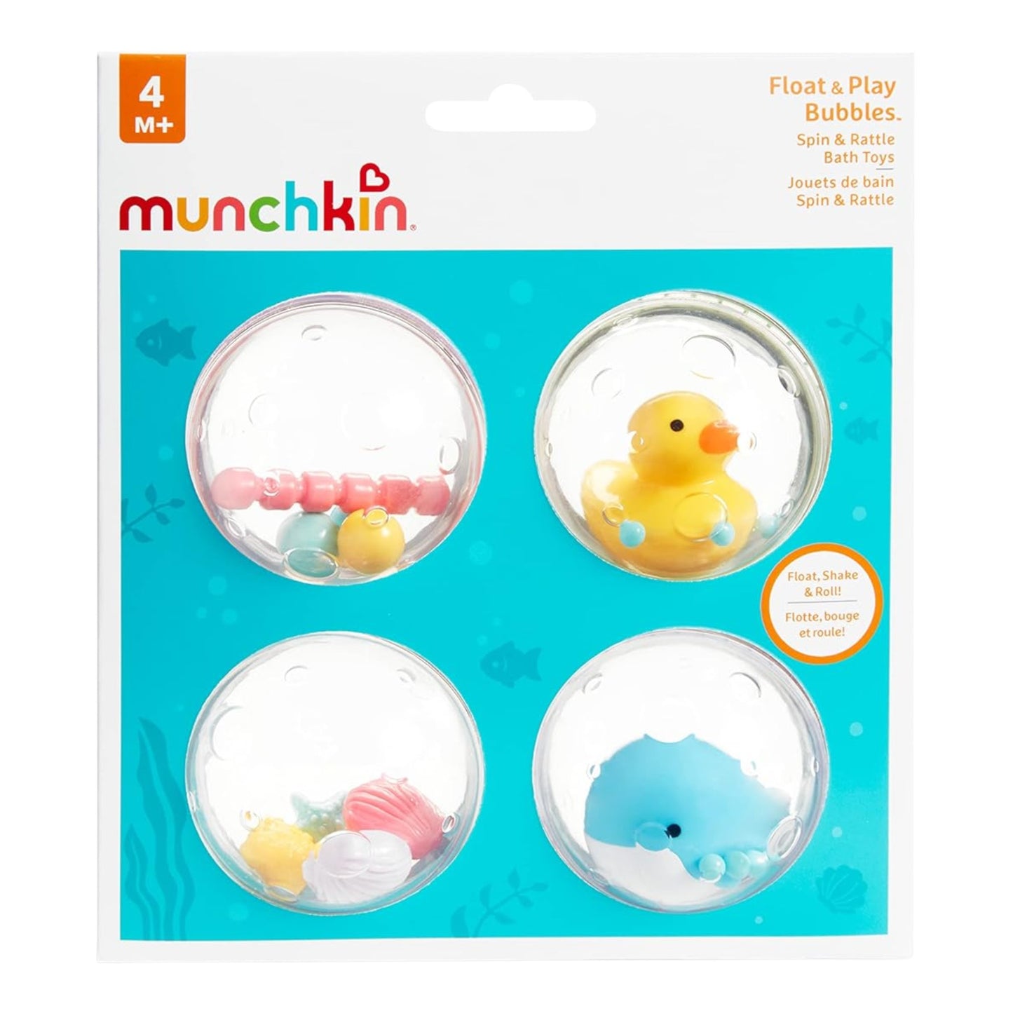 Munchkin Float and Play Bubbles - Juguete de baño, 4 unidades