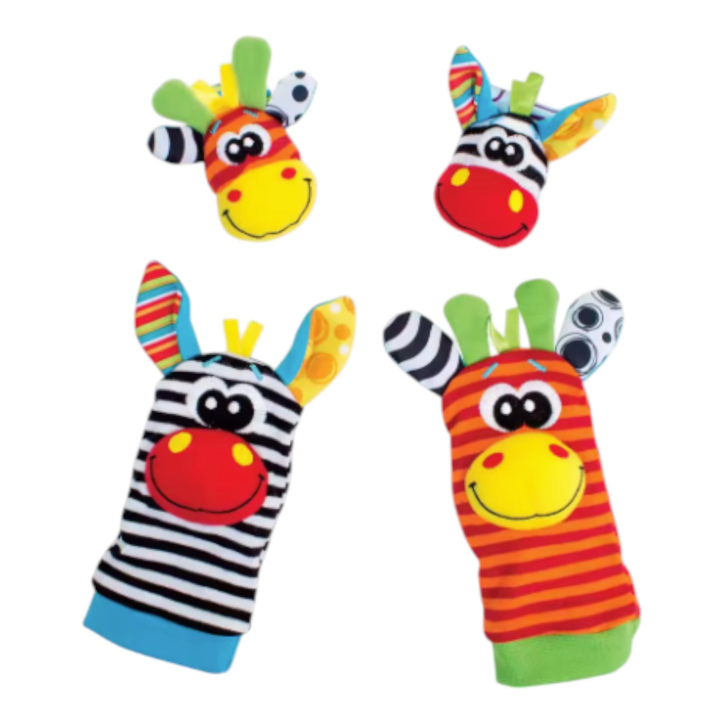 Set Calcetines Y Pulseras Estimulante Sonajero Bebe 4 Piezas