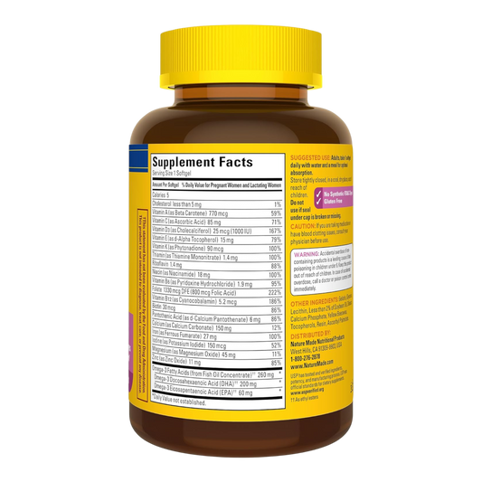 Nature Made Prenatal con ácido fólico + DHA, suplemento vitamínico y mineral prenatal