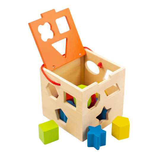 Cubo Didáctico de Madera Montessori – Shape Sorter Tooky Toy con Figuras Encajables para Bebés y Niños