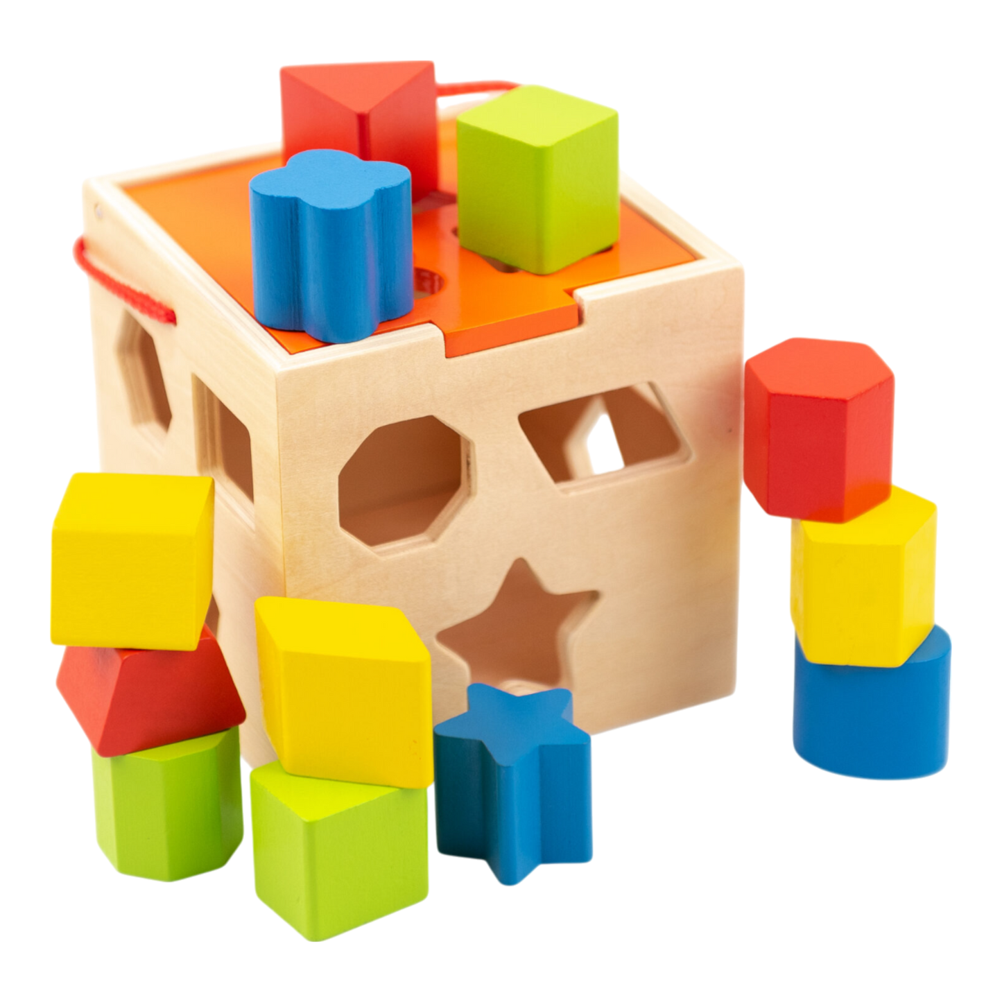 Cubo Didáctico de Madera Montessori – Shape Sorter Tooky Toy con Figuras Encajables para Bebés y Niños