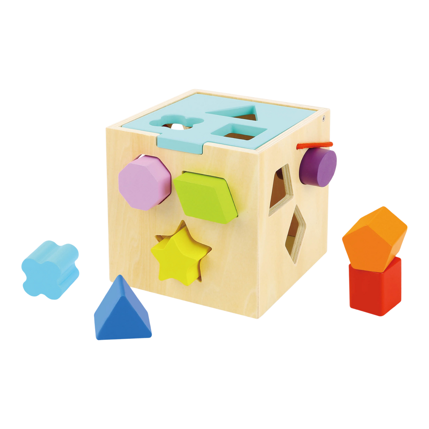 Cubo Didáctico de Madera Montessori – Shape Sorter Tooky Toy con Figuras Encajables para Bebés y Niños