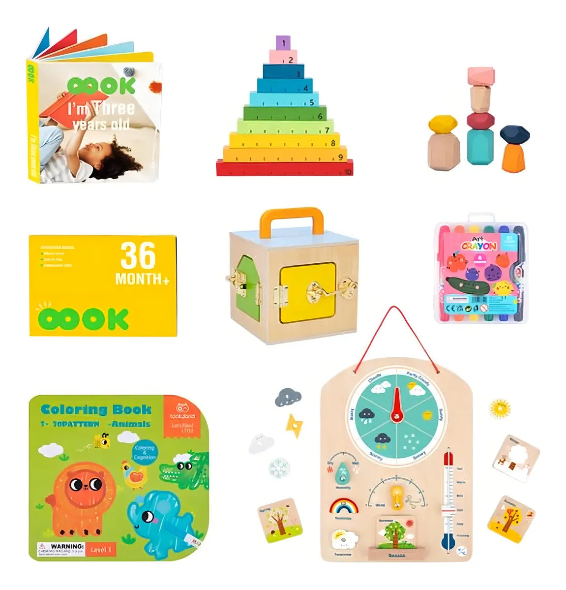 Caja educacional montessori para niños de 3 años