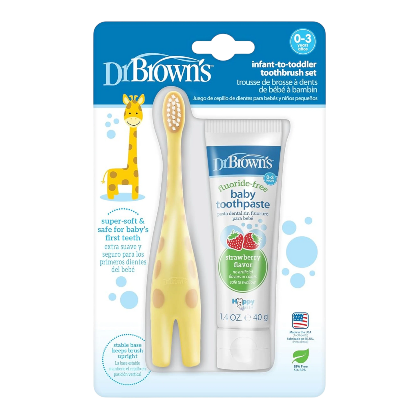 Dr. Brown's - Juego de cepillo de dientes para bebés a niños pequeños