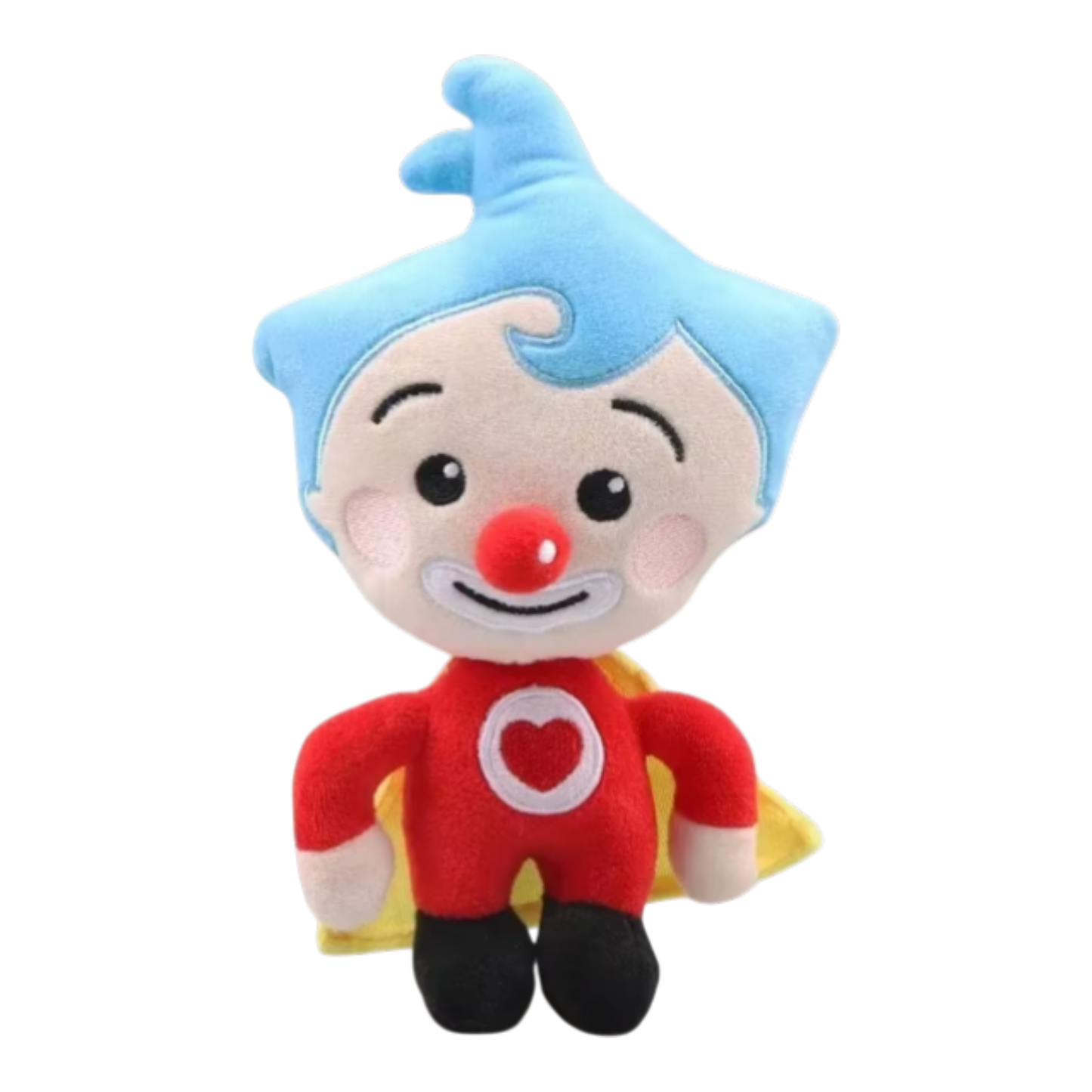 Peluche Plin Plin muñeco de peluche suave con camisa de corazón y capa amarilla