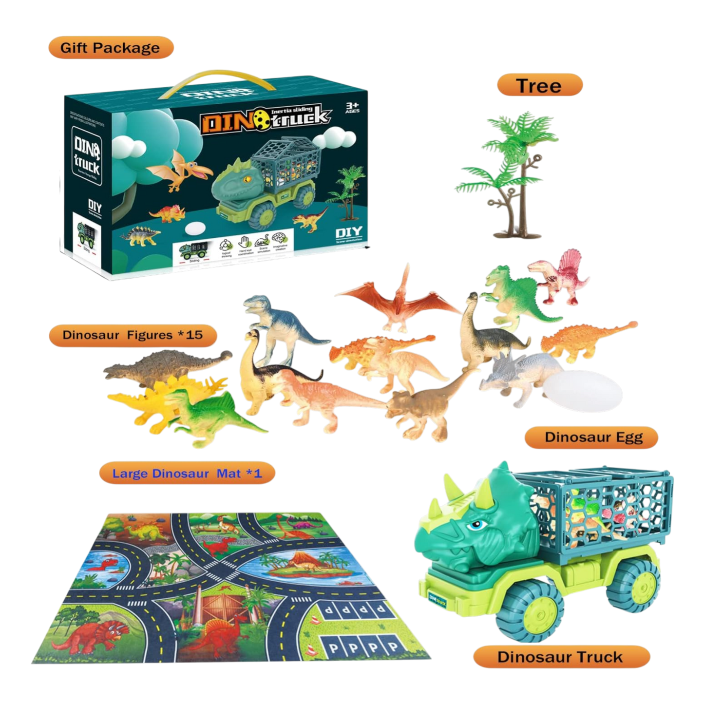 Camión de dinosaurios de juguete para niños