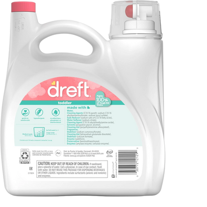 Dreft Detergente líquido activo para ropa de bebé etapa 2, 114 cargas