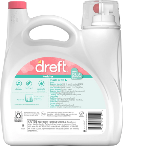 Dreft Detergente líquido activo para ropa de bebé etapa 2, 114 cargas