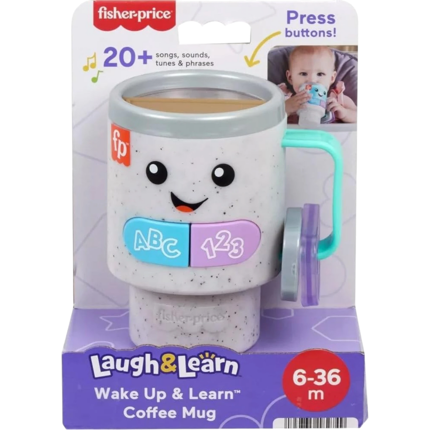 Fisher-Price Taza de café con luces y canciones educativas para bebés y niños