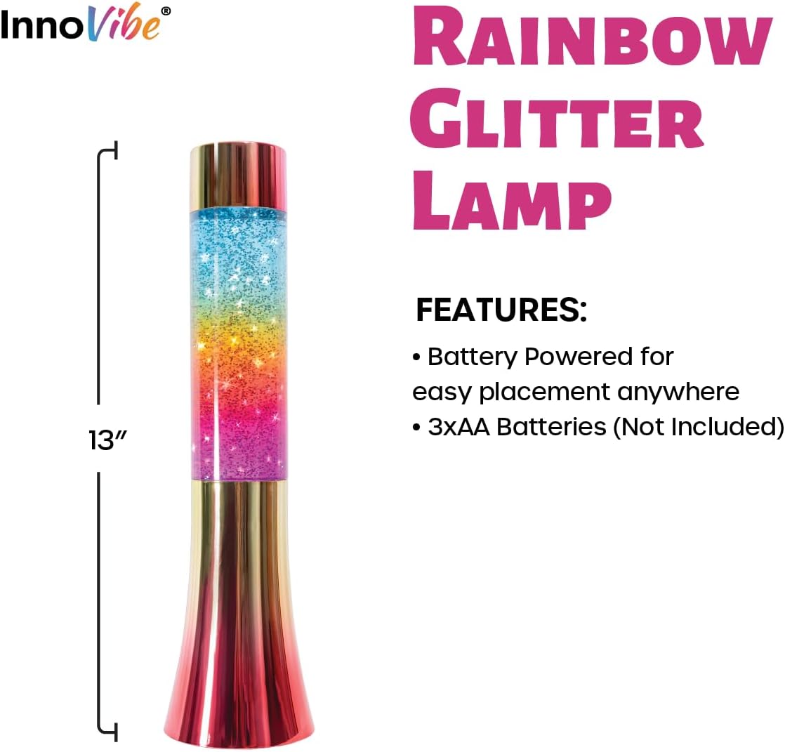 Lámpara con glitter de movimiento arcoíris, 7 colores vibrantes.