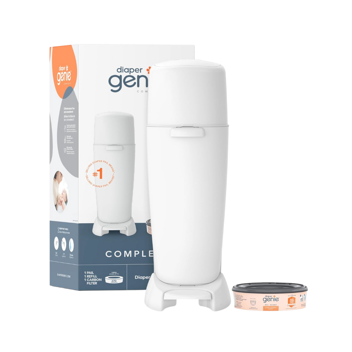 Papelera contenedora pañales sucios con tecnología antiolor Playtex, de Diaper Genie, Blanco