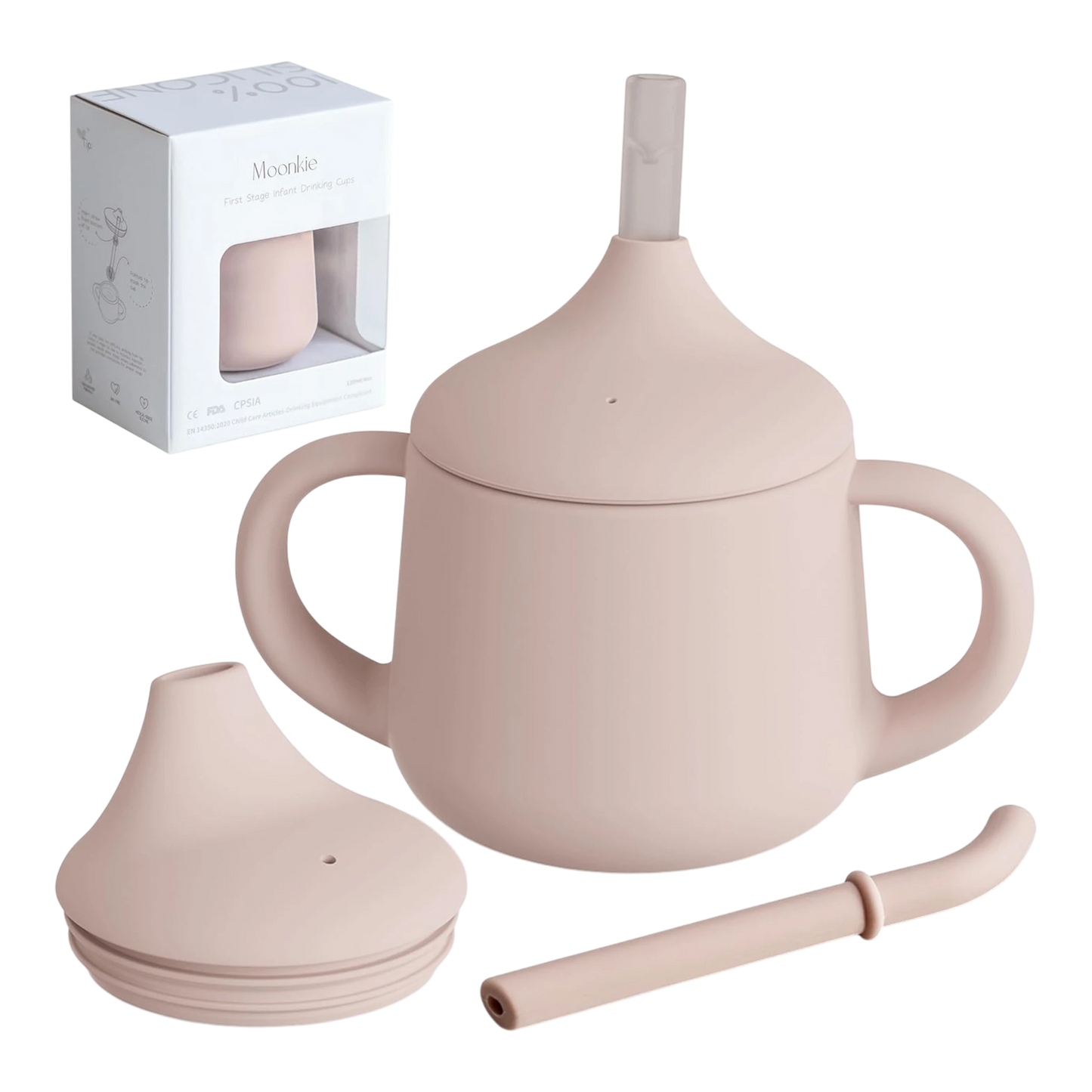 Moonkie Vasos con Pajita de Silicona para Bebés Vaso de Entrenamiento de 3 Etapas