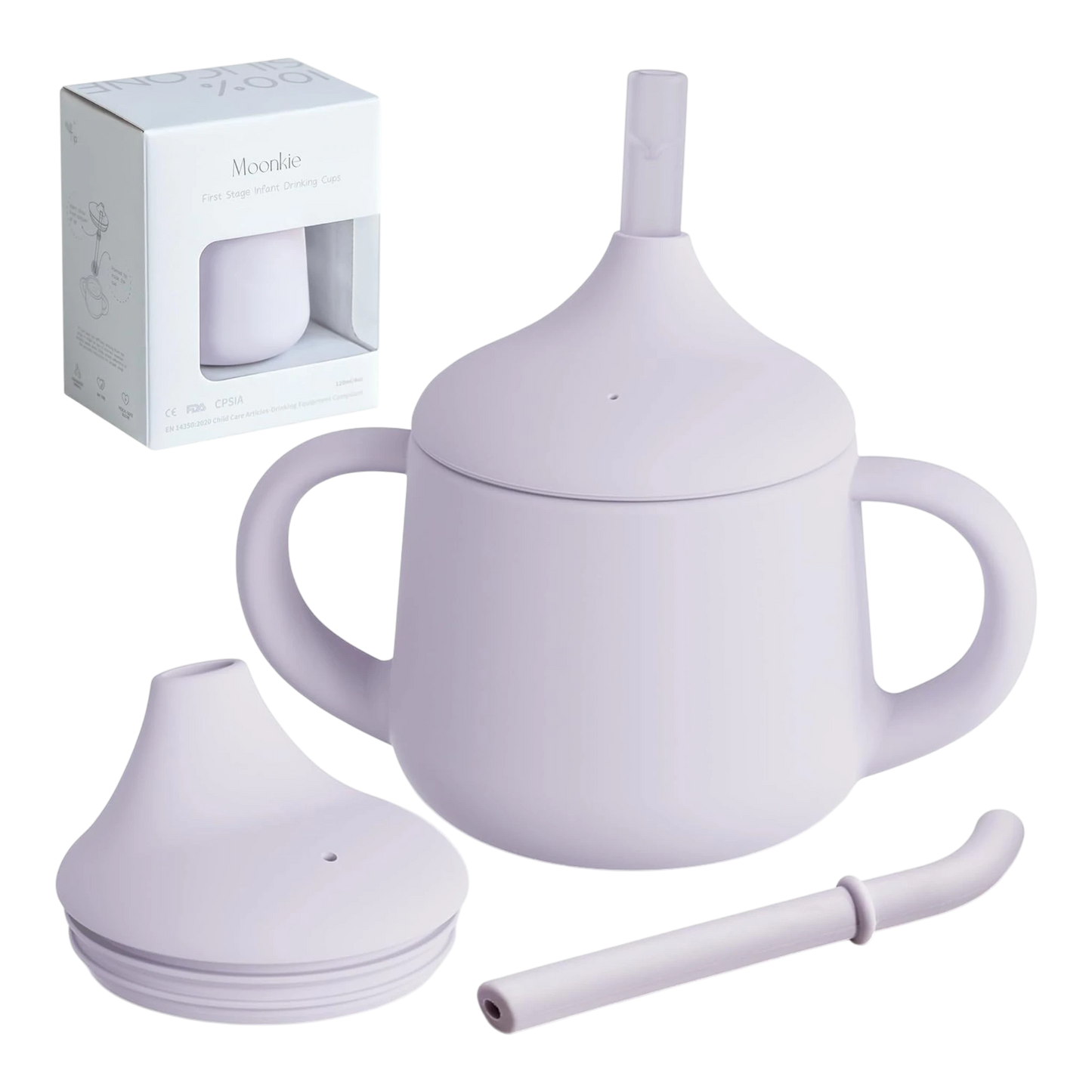 Moonkie Vasos con Pajita de Silicona para Bebés Vaso de Entrenamiento de 3 Etapas
