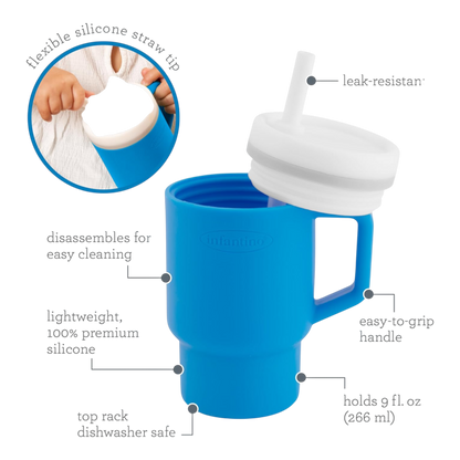 Infantino Mi primer vaso, con pajita y asa, taza antiderrame para bebé