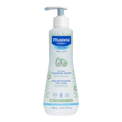Mustela Agua limpiadora para bebés, agua micelar sin enjuague,  para cara, cuerpo y pañal del bebé