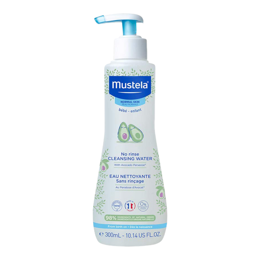 Mustela Agua limpiadora para bebés, agua micelar sin enjuague,  para cara, cuerpo y pañal del bebé