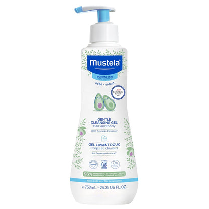 Mustela Gel de Limpieza Suave, Jabón para el Cabello y Cuerpo del Bebé