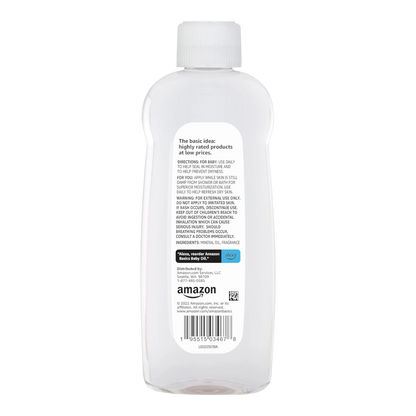 Amazon Basics Aceite para bebés, suave y suave, ligeramente perfumado, alivio de la piel seca