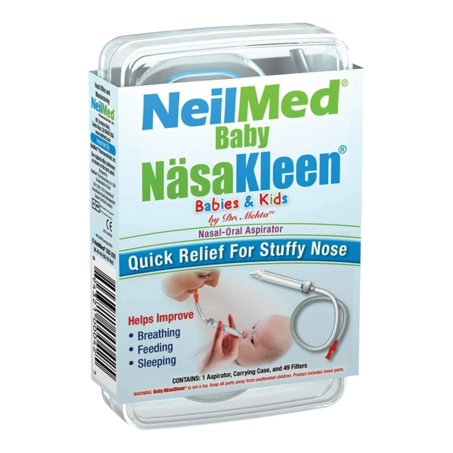 NeilMed Baby NasaKleen Aspirador nasal oral práctico estuche de viaje
