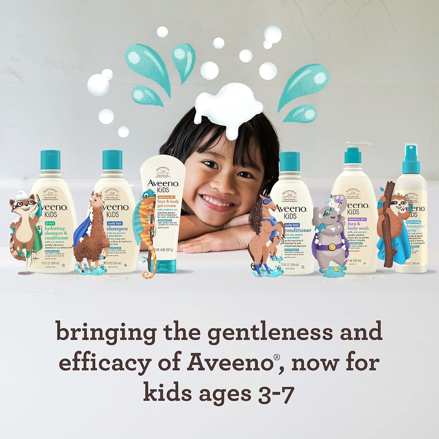 Aveeno Kids - Gel de baño facial y corporal para piel sensible con extracto de avena