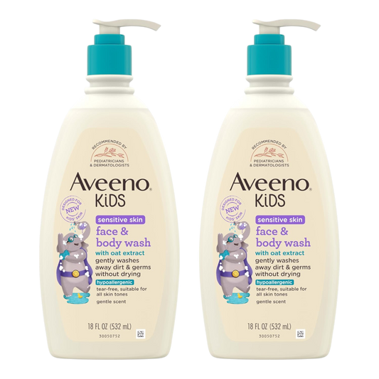 Aveeno Kids - Gel de baño facial y corporal para piel sensible con extracto de avena