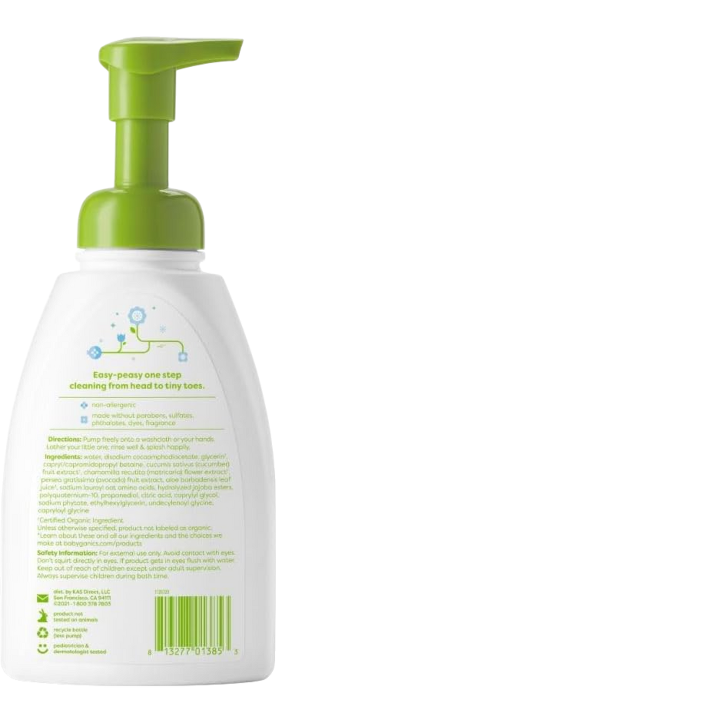 BabyGanics shampoo y gel de ducha orgánico, botella con dosificador