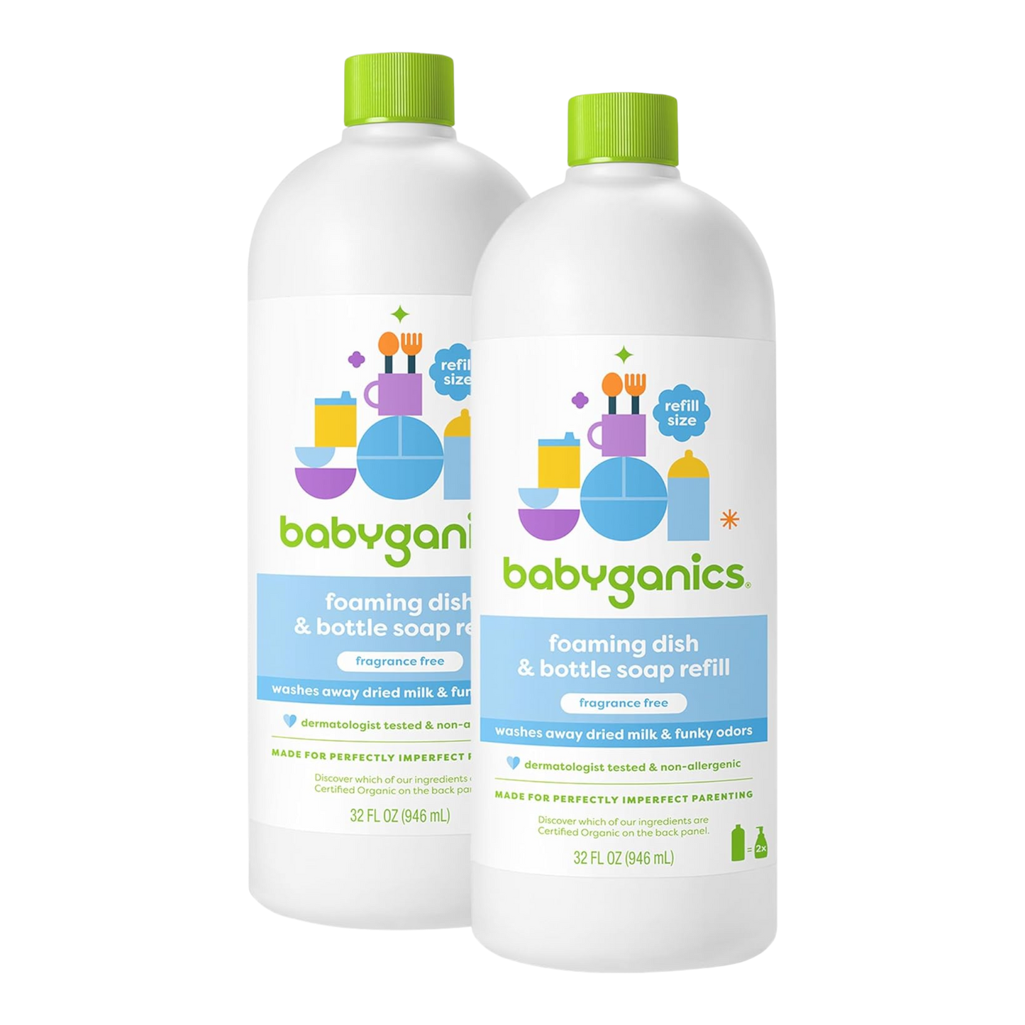 BabyGanics jabón espumoso para platos y biberones, sin fragancia