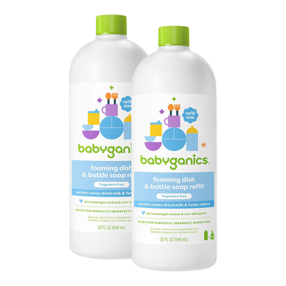 BabyGanics jabón espumoso para platos y biberones, sin fragancia