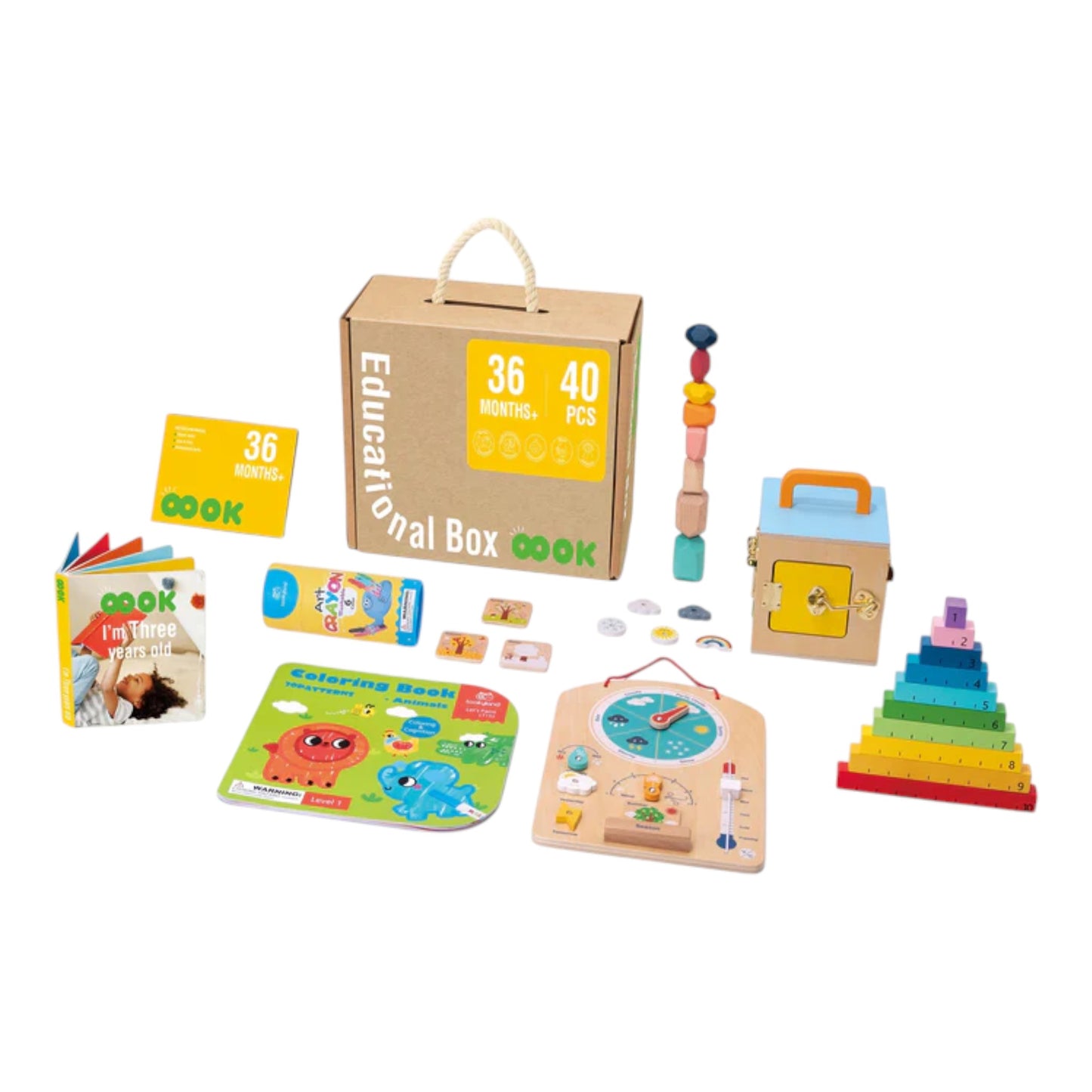 Caja educacional montessori para niños de 3 años