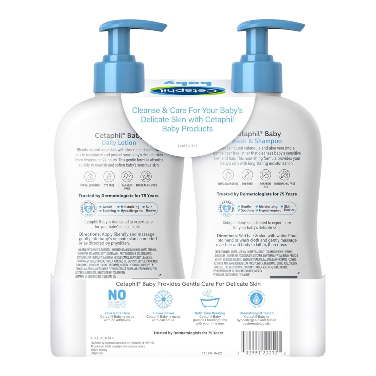 Jabón champú + crema corporal para bebés Cetaphil Pack