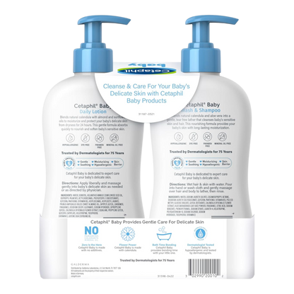 Jabón champú + crema corporal para bebés Cetaphil Pack