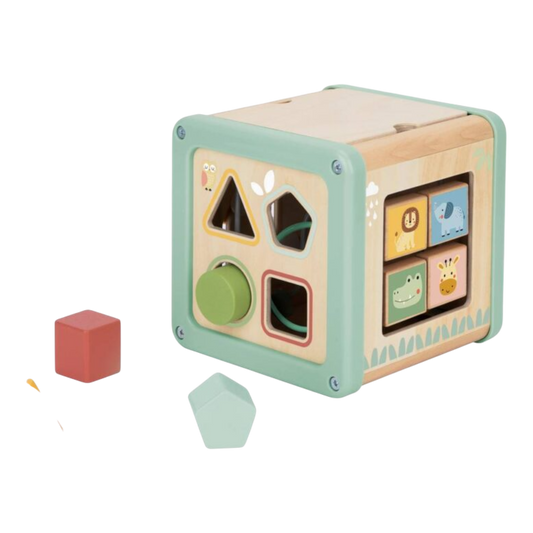 Cubo Clasificador de Actividades Montessori – Juguete Educativo de Madera