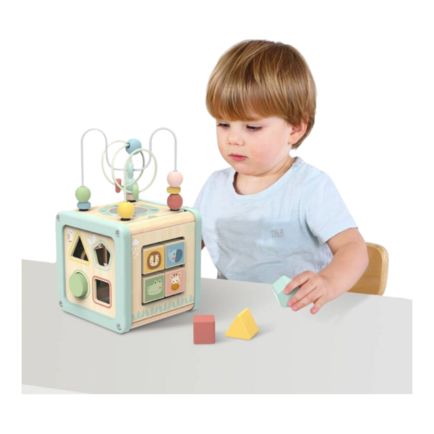 Cubo Clasificador de Actividades – Juguete Educativo de Madera