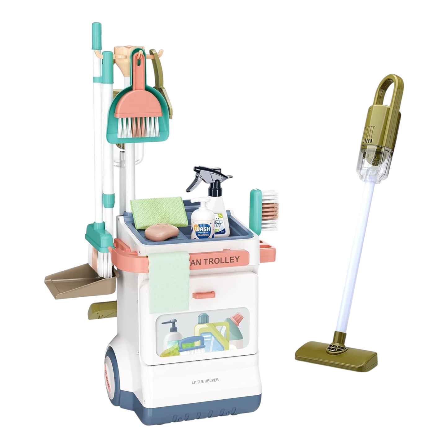 Juego de limpieza para niños pequeños, 20 piezas, carritos educativos de limpieza