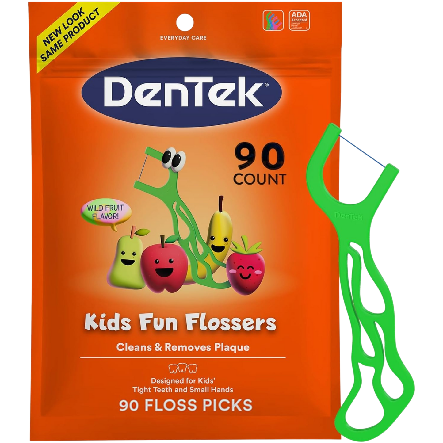 Hilo dental infantil DenTek Fun Flossers con sabor a frutas silvestres, paquete de 90 unidades