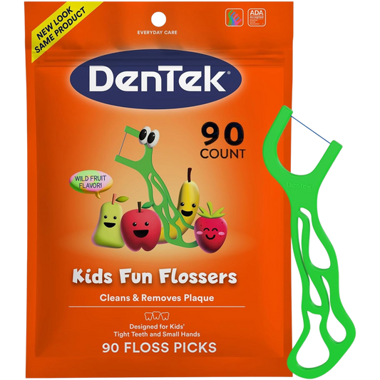 Hilo dental infantil DenTek Fun Flossers con sabor a frutas silvestres, paquete de 90 unidades