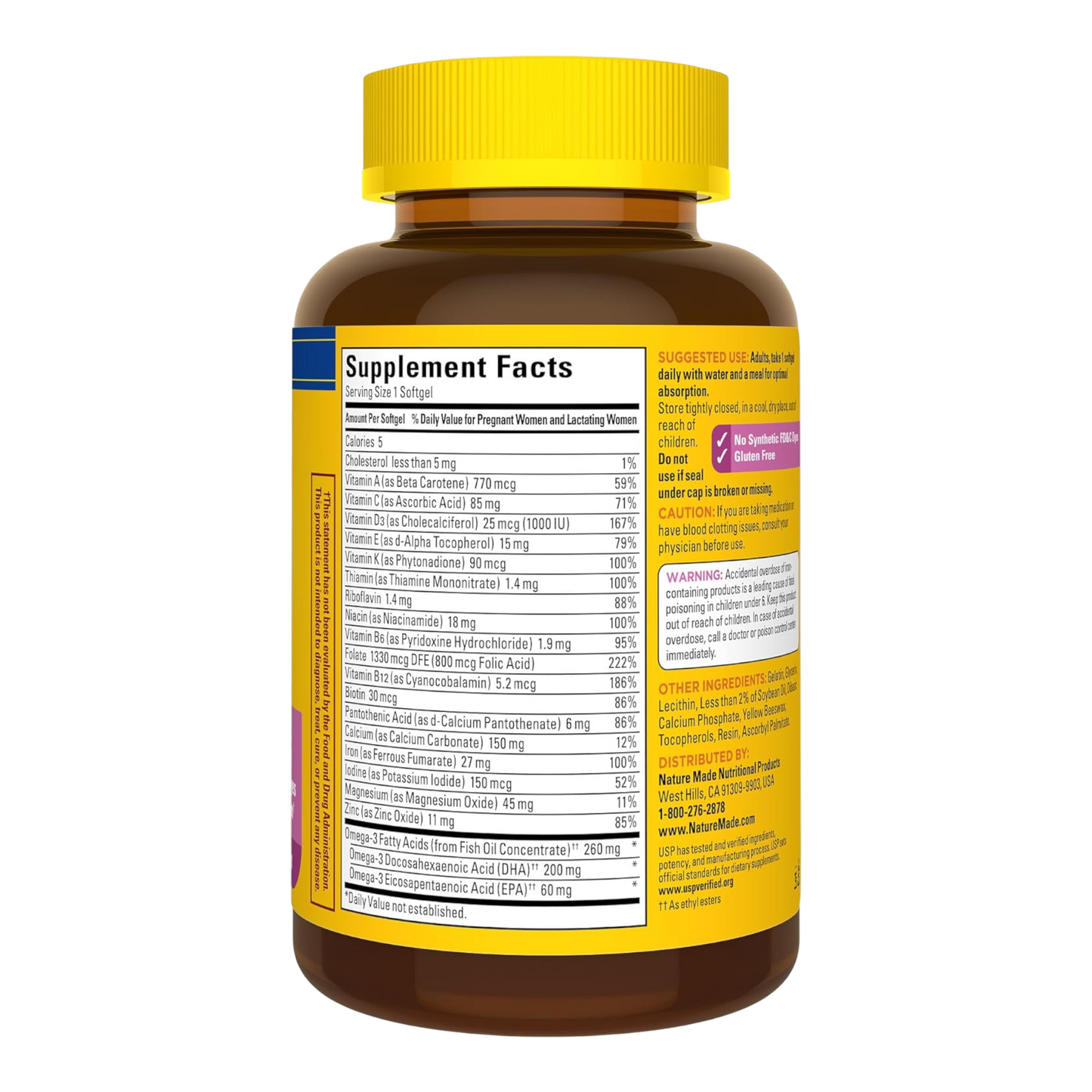 Nature Made Prenatal con ácido fólico + DHA, suplemento vitamínico y mineral prenatal