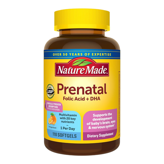 Nature Made Prenatal con ácido fólico + DHA, suplemento vitamínico y mineral prenatal