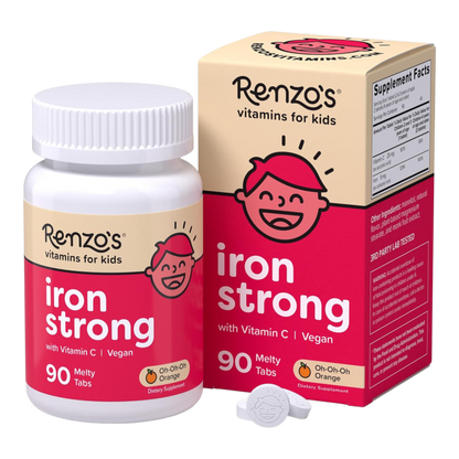 Renzo's Hierro Iron Strong sin azucar, tabletas masticables