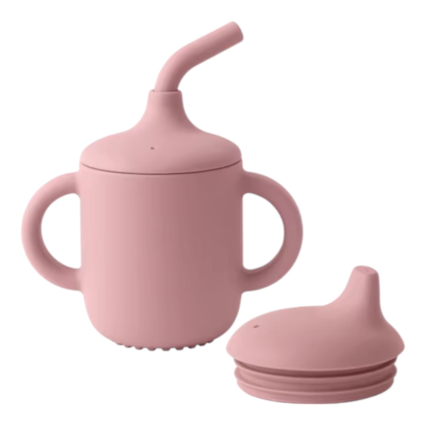 Taza con pajita de silicona para bebé, dos tapas, sin BPA