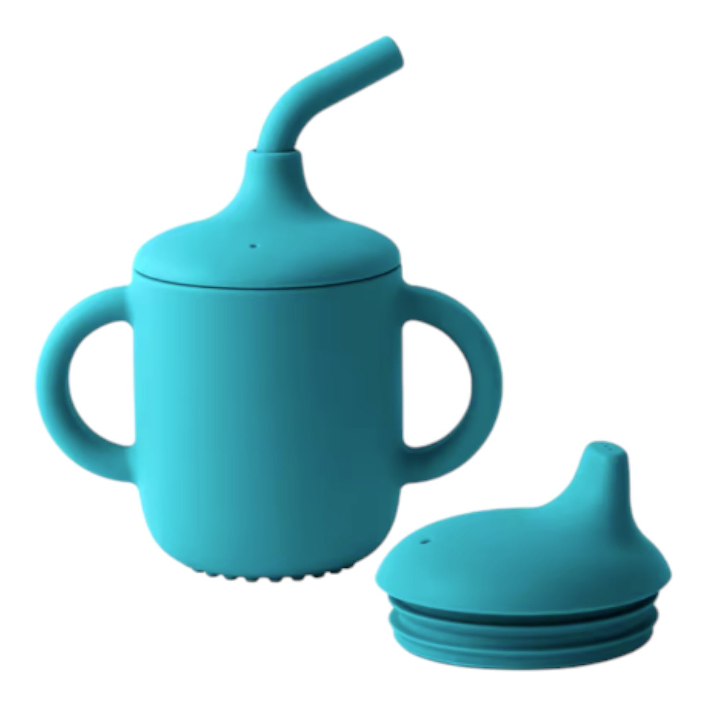 Taza con pajita de silicona para bebé, dos tapas, sin BPA